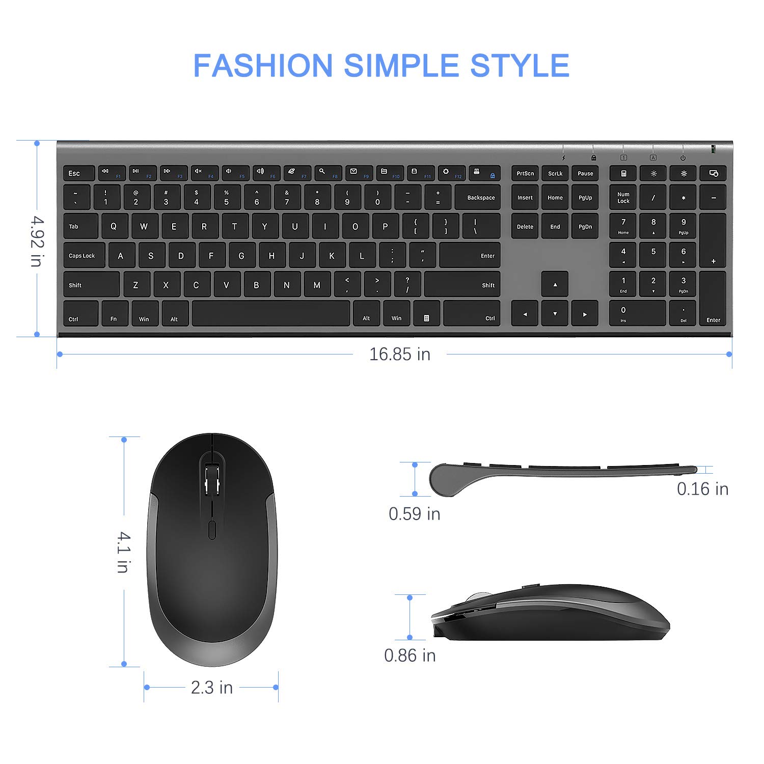 Wireless Keyboard and Mouse, Vssoplor 2.4GHz